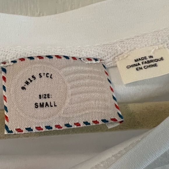 Anthropologie postmark white half sleeve oversized cropped top size small - Picture 10 of 11